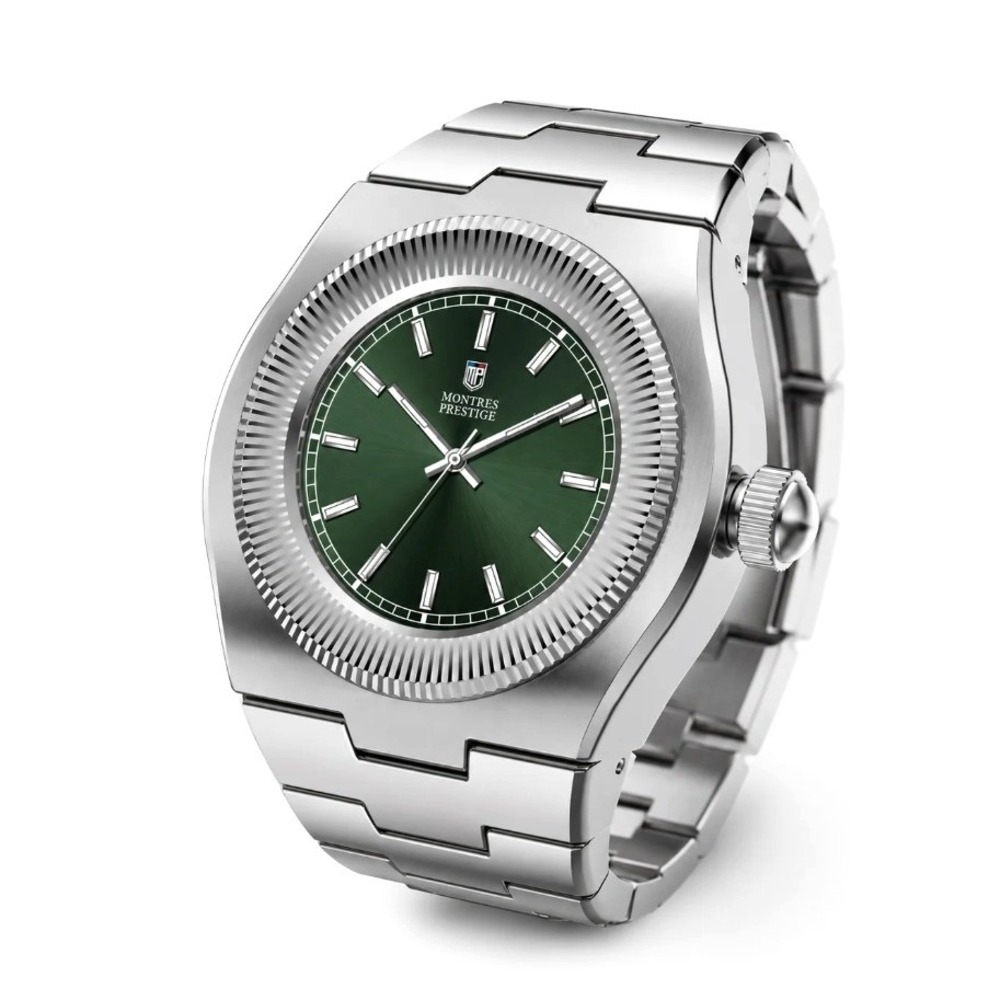 Montres Prestige MPW-0382 Women's Mini Ring Watch Silver Green Dial 20mm New